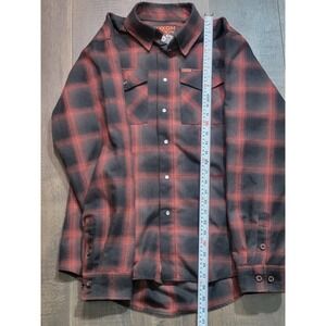 DIXXON The Evo Flannel Shirt Men's Black Red Plaid Snap Button Long Sleeve